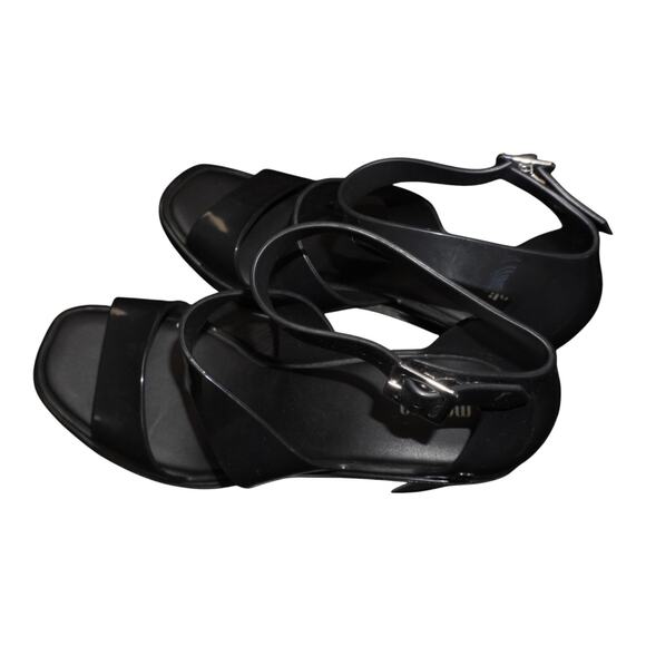 Melissa Black Jelly Block Heel Sandals Womens 9 Strappy PVC Platform Shoe - Picture 5 of 13